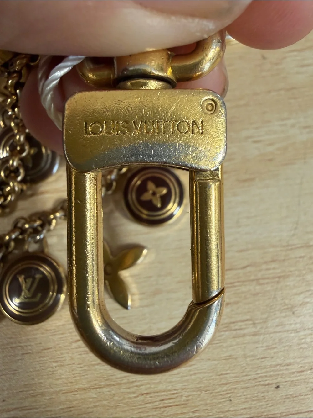 Louis Vuitton pastilles Gold and Brown bag Charm Chain Key Holder